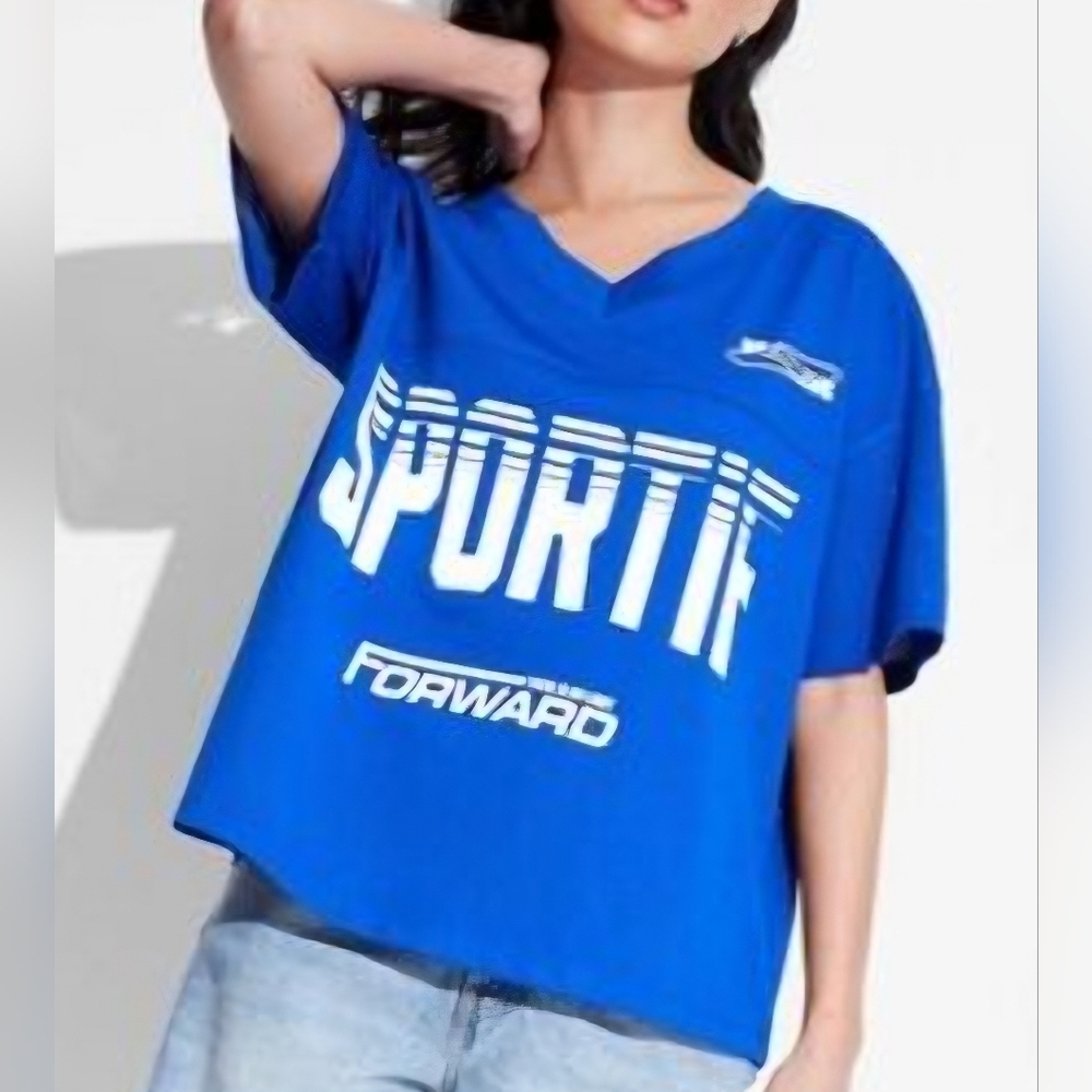 Wild Fable Blue Mesh Athletic Short Sleeve Jersey